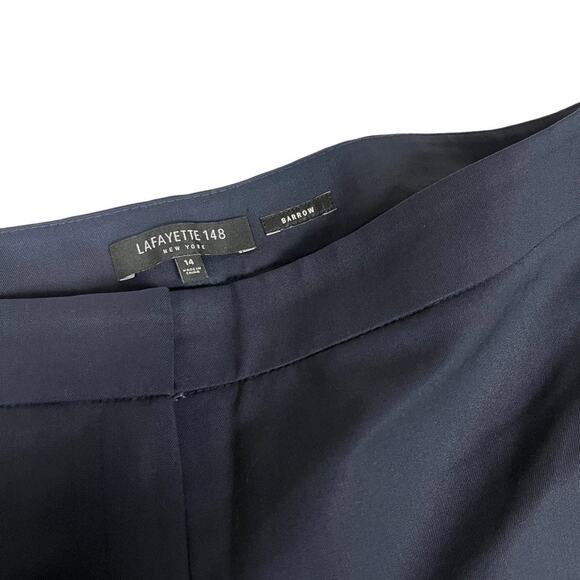Lafayette 148 Pants Barrow Navy Blue Straight Leg Women's 14 Wool Blend Career - Picture 2 of 9